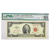 1963 A Star $2 Legal Tender Note PMG GEM UNC 65