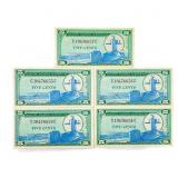 (5) Series 681 Military Payment 5 Cent Cert.'s