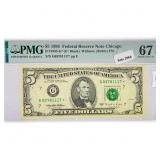 1995 Star $5 Fed Reserve Note PMG Superb GEM UNC
