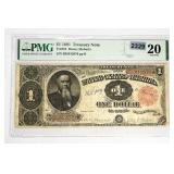 1891 $1 Treasury Note, PMG Certified VF20