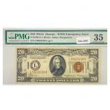 1934 A Hawaii WW2 $20 Fed Reserve Note PMG Ch VF