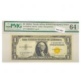 1935 A N. Africa WW2 $1 Silver Cert. PMG Ch UNC