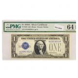 1928 A $1 Silver Cert. PMG Ch UNC 64