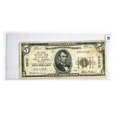 1929 $5 New York NY National Bank Note