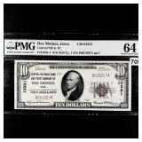 1929 $10 Des Moines IA National Bank Note PMG-64