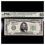 1934C $5 Federal Reserve Note Cleveland PMG-65