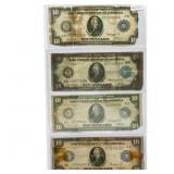(4) 1914 LG $10 Fed Reserve Notes