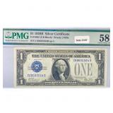 1928 B $1 Silver Cert. PMG Ch AU 58