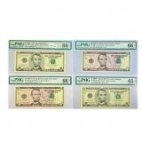 (4) 2003-2006 $5 Fed Reserve Notes, two w/ Stars