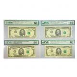 (4) 1995 $5 Fed Reserve Notes PMG