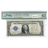 1928 B $1 Silver Cert. PMG Ch UNC 63
