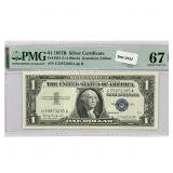1957 B $1 Silver Cert. PMG Superb GEM UNC67