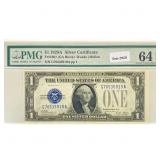 1928 A $1 Silver Cert. PMG Ch UNC 64