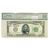 1928 A $5 Fed Reserve Note PMG AU 53