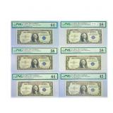 (6) 1935 A $1 Silver Cert.'s PMG