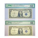 (2) 1935 $1 Silver Cert.'s PMG