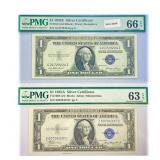 (2) 1935 $1 Silver Cert.'s PMG
