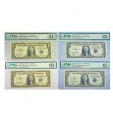 (4) 1935 $1 Silver Cert.'s PMG