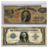 (2) LG $1 Silver Cert. & Fed Res. Note (1917, 192