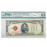 1928 $5 Legal Tender Note PMG Ch UNC 63
