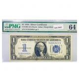 1934 $1 Silver Cert. PMG Ch UNC 64