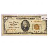 1929 Bank of Minneapolis, Mn $20 Legal Tender