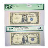 (2) 1935 $1 Silver Cert.'s PCGS & PMG