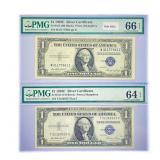 (2) 1935 $1 Silver Cert.'s PMG