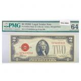 1928 D $2 Legal Tender Notes PMG Ch UNC 64