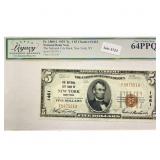 1929 New York Bank, NT $5 Legal Tender Note LCG V