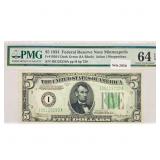 1934 $5 Fed Reserve Note PMG Ch UNC 64