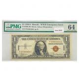 1935 A Hawaii WW2 $1 Legal Tender Note PMG Ch UNC