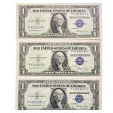 (3) 1935 E Consec $1 Silver Cert.'s