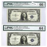 (2) 1935 E $1 Silver Cert.'s PMG