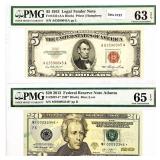 (2) 1953 & 2013 $5 LTN & Star $20 FTN PMG