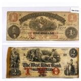 (2) 1800's Civil War Treasury Notes