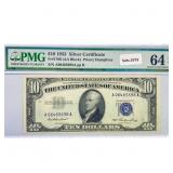 1953 $10 Silver Cert. PMG Ch UNC 64