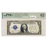 1928 B $1 Silver Cert. PMG UNC 62