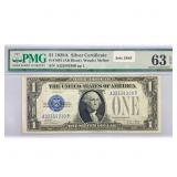 1928 A $1 Silver Cert. PMG Ch UNC 63
