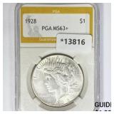 1928 Silver Peace Dollar PGA MS63+ 1928 Silver Peace Dollar PGA MS63+