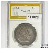 1864 Seated Liberty Dollar PGA AU50 1864 Seated Liberty Dollar PGA AU50