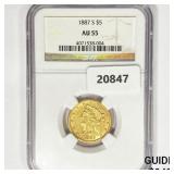 1887-S $5 Gold Half Eagle NGC AU55 1887-S $5 Gold Half Eagle NGC AU55