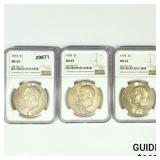 1974 Set (3) Eisenhower Silver Dollars NGC MS65 1974 Set (3) Eisenhower Silver Dollars NGC MS65