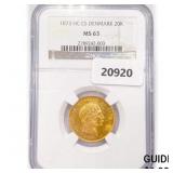 1873 HC CS 20K .26oz Denmark Gold NGC MS63 1873 HC CS 20K .26oz Denmark Gold NGC MS63