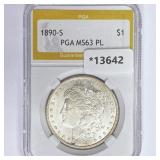 1890-S Morgan Silver Dollar PGA MS63 PL 1890-S Morgan Silver Dollar PGA MS63 PL