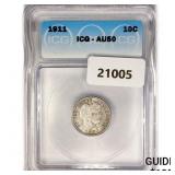 1911 Barber Dime ICG AU50 1911 Barber Dime ICG AU50