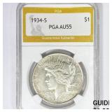1934-S Silver Peace Dollar PGA AU55 1934-S Silver Peace Dollar PGA AU55
