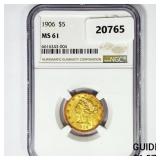 1906 $5 Gold Half Eagle NGC MS61 1906 $5 Gold Half Eagle NGC MS61