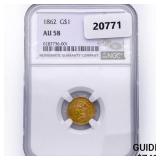 1862 Rare Gold Dollar NGC AU58 1862 Rare Gold Dollar NGC AU58