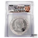 2024 1oz Silver MAGA King Trump ICG BU DCAM 2024 1oz Silver MAGA King Trump ICG BU DCAM